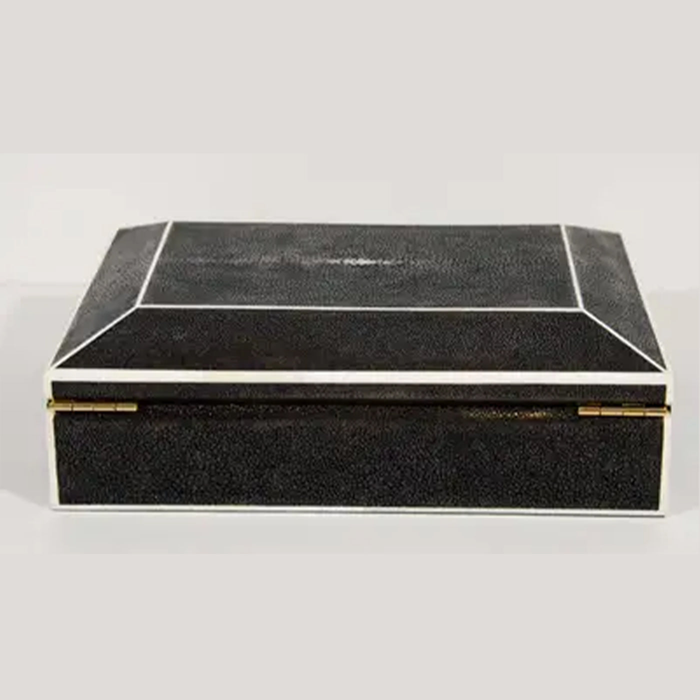 Lessa Large Exotic Shagreen Black And White Inlay Jewelry Box