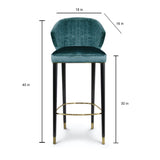 Tirana Teal Green Upholstered Bar Stools