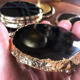 Malia Black & Gold Geode Shaped Resin Coasters for Home Bar- Set of 4