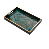 Brandon Stone Pattern Wood Glass Tray