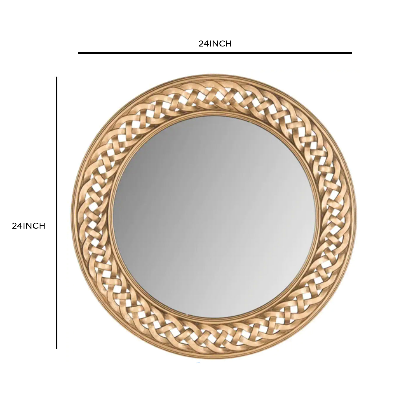 Sapio Braided Chain Round Gold Framed Wall Mirror