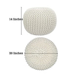 Everett Natural Round Cotton Knitted Dining Benches