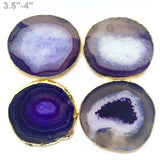 Miriam Blue Agate Coasters With Gold Toned Edge Bulk Set Natural Crystal Gifts Décor