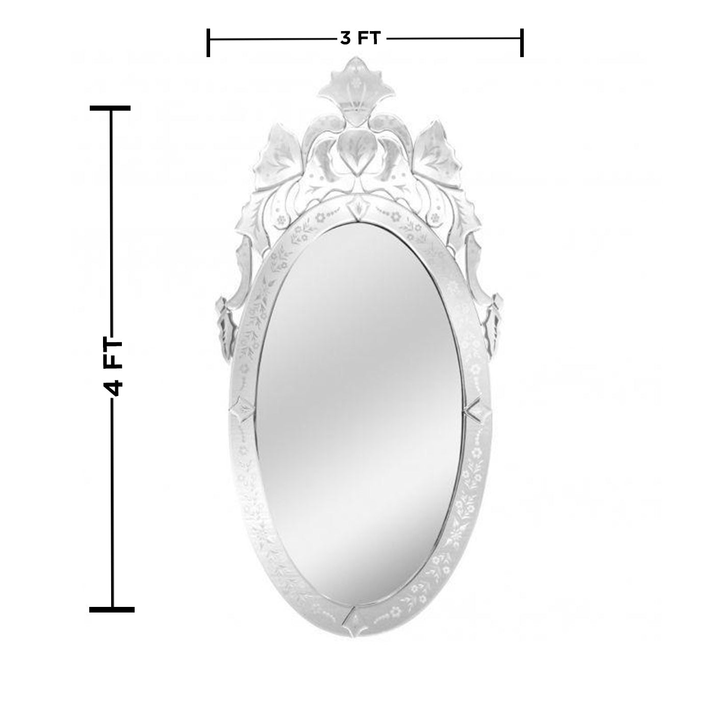 Vintage Murano Oval Wall Mirror