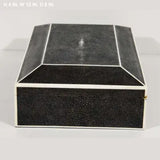 Lessa Large Exotic Shagreen Black And White Inlay Jewelry Box