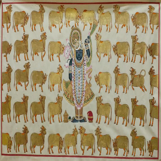 Alison Srinath Govind & gold Cow Pichwai India Artwork