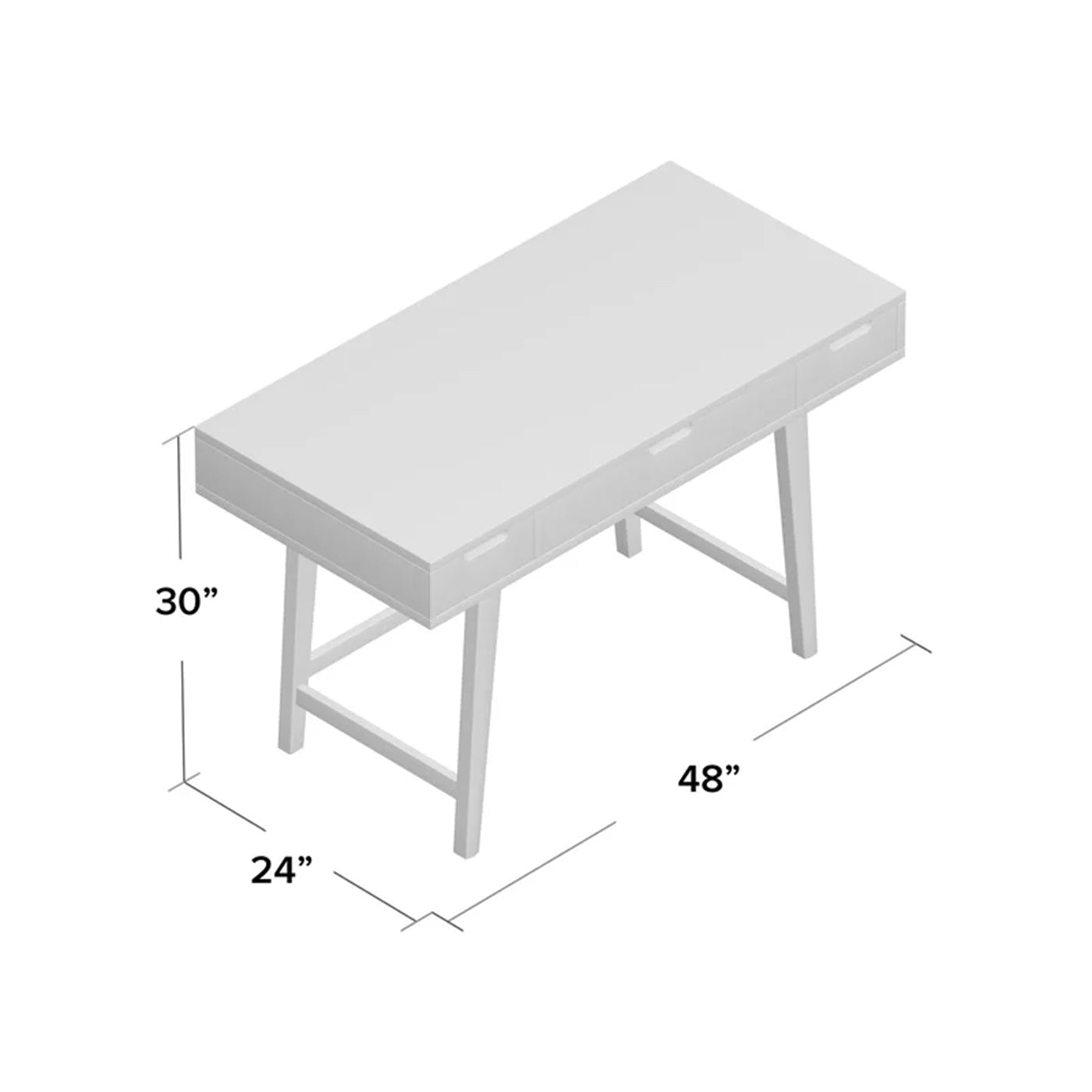 Flora Brown Work Form Desks With 3 Drawers