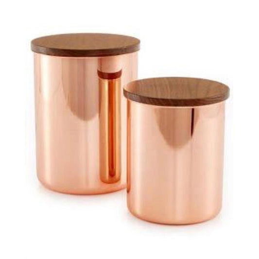 Luke Coffee Tea Sugar Canisters Set | 50 FL Oz White Kitchen Containers with Copper Serveware