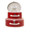 Luxury Red Leather Round Luggage Set