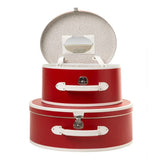 Luxury Red Leather Round Luggage Set